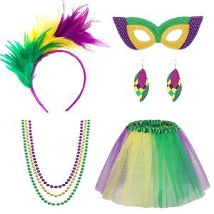 9992 Mardi Gras Costume Accessoriess Set For Fascinator Tutu